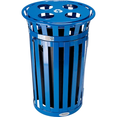 Global Industrial Outdoor Recycling Can W/Access Door & Multi-Stream Lid, 36 Gal., Blue 641366RBL